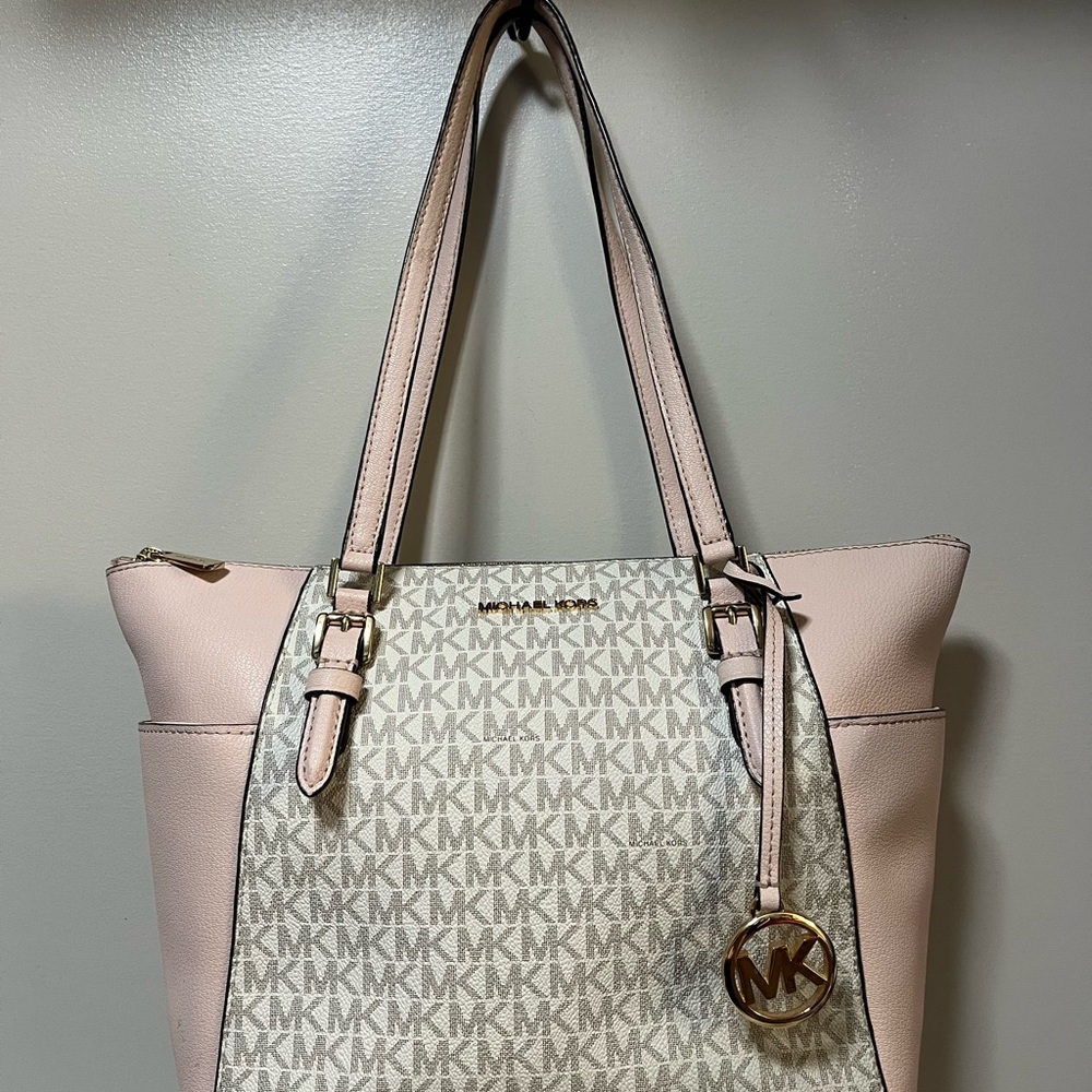 Michael Kors Blush Pink and Cream Signature Tote